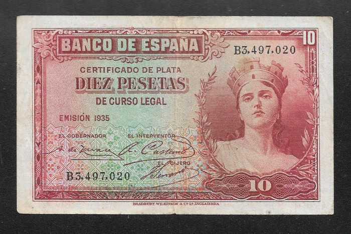 SPANIA - 10 Pesetas 1935 P-86