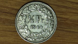 Elvetia - 1/2 franc 1944 argint 835 -mokazie- la cumparaturi de peste 300 lei, Europa