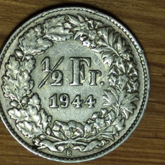 Elvetia - 1/2 franc 1944 argint 835 -mokazie- la cumparaturi de peste 300 lei