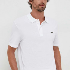 Lacoste tricou polo bărbați, culoarea alb, uni