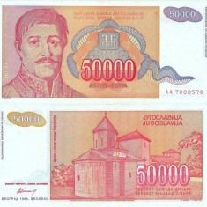 1994 , 50,000 dinara ( P-142a ) - Iugoslavia - stare UNC