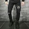 Blugi pentru barbati, negri, slim fit, conici, casual, skinny, rupturi decorative discrete - 0046