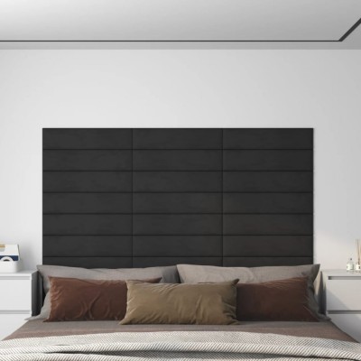 vidaXL Panouri de perete 12 buc. negru 60x15 cm catifea 1,08 m&amp;sup2; foto