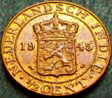 Moneda istorica exotica 1/2 CENT - INDIILE OLANDEZE, anul 1945 * cod 1146