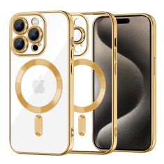 Husa premium iPhone 15 Pro Max Techsuit Luxury Crystal MagSafe, auriu foto