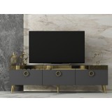 Comoda TV Safar - Anthracite, Gri, 45x30x150 cm