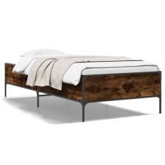 Gossi cadru de pat, stejar fumuriu, 90x190cm, lemn prelucrat si metal