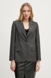 Sisley sacou din l&acirc;nă culoarea gri, un singur rand de nasturi, cu imprimeu, 2C3DLW02J
