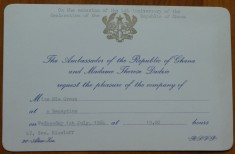 4 invitatii la receptii oficiale catre Maria Groza, anii 1964 - 1967, ONU, Belgia, Ghana