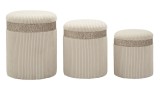 Mauro Ferretti Set 3 Pufuri Crem Cu Spațiu De Depozitare, &Oslash; 40,5 X 49,5 Cm, 35 X 42 Cm, 31 X 38 Cm | Aosom Romania