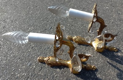 Eleganta pereche de aplice din bronz &amp;icirc;n stil francez foto