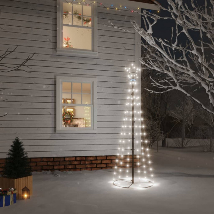 Brad de Craciun conic, 108 LED-uri, alb rece, 70x180 cm GartenMobel Dekor