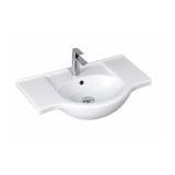 Lavoar ceramic cu aripi V75, 75x48 cm, montaj pe perete, orificiu robinet si preaplin, alb