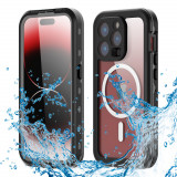 Cumpara ieftin Husa pentru iPhone 15 Pro, ShellBox Waterproof IP68 MagSafe Case, Black