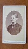 Fotografie tip CDV, barbat cu mustata, perioada interbelica