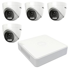 Sistem de supraveghere Hikvision 4 camere interior 5MP ColorVU, lumina alba 20m, DVR 4 canale TurboHD SafetyGuard Surveillance foto