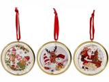 Set 3 ornamente brad Craciun sticla metal multicolor cm 8,5 x 9 H