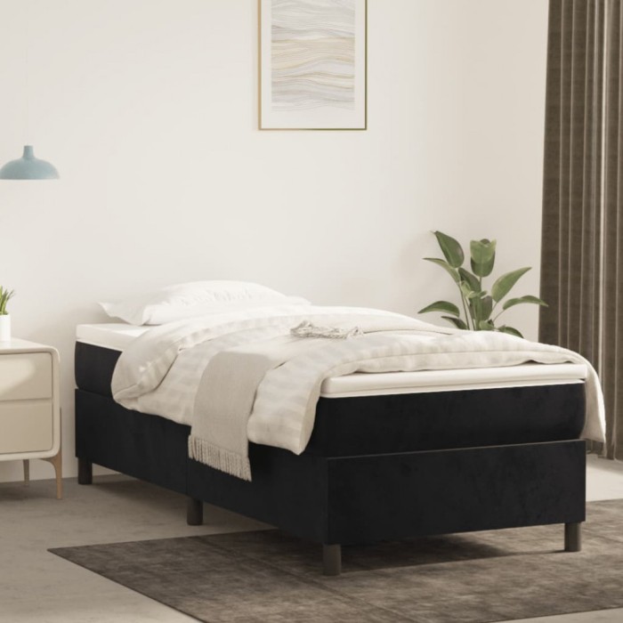 vidaXL Cadru de pat, negru, 90x190 cm, catifea 3121092