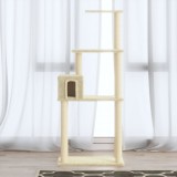 VidaXL Ansamblu pisici cu st&acirc;lpi din funie de sisal, crem, 147 cm