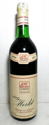 Z 41 -vin ROSU MERLOT, CAORLE VENEZIA, recoltare 1971. CL 72, GR 12,5 foto