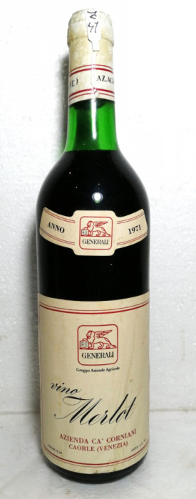 Z 41 -vin ROSU MERLOT, CAORLE VENEZIA, recoltare 1971. CL 72, GR 12,5