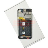 Display LCD Touchscreen cu Rama Huawei Y5P Negru Original Service Pack Butoane Laterale Flex Casca Vibrator Baterie