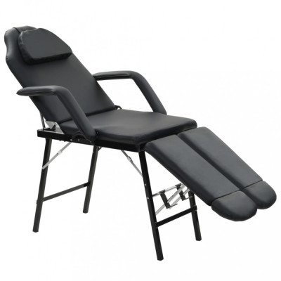 vidaXL Scaun tratament facial, piele artificială, 185x78x76 cm, negru foto