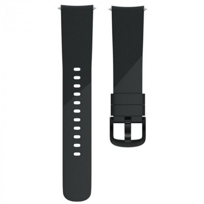 Curea silicon, compatibila Withings Steel HR 40mm, telescoape Quick Release, 20mm, Black