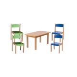 Set masa si 4 scaune gradinita Bambi, H35, albastru verde