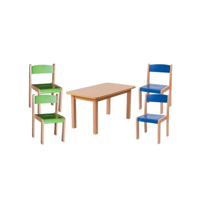 Set masa si 4 scaune gradinita Bambi, H31, albastru verde