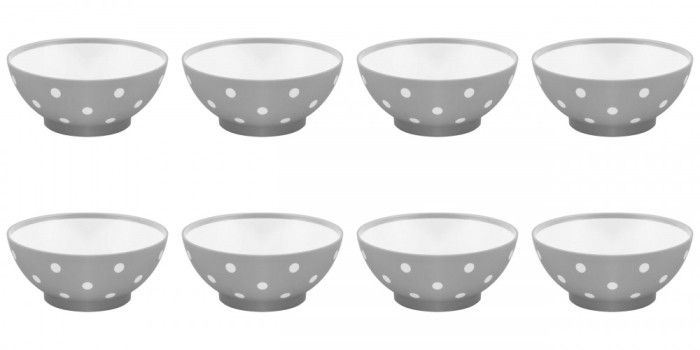 Set boluri, 8 piese, 1.5 L, Plastic, Gri