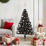 vidaXL Pom de Crăciun artificial pre-iluminat Negru 150 cm PVC 3397126