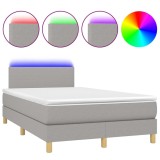 Cumpara ieftin Pat cu arcuri, saltea si LED, gri deschis, 120x200 cm, textil