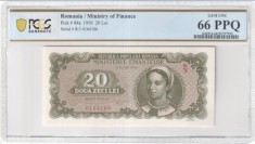 20 lei 1950 PCGS66 UNC bancnota gradata