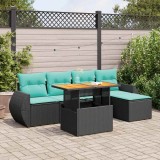 vidaXL Set mobilier de grădină cu perne, 6 piese, negru, poliratan 3327249
