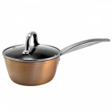 Cumpara ieftin Oala cu capac sticla YENA, maner INOX, 1.2 L, 16 cm, antiaderenta, Copper Line, MAGIC HOME