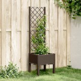 vidaXL Jardinieră de grădină cu spalier, maro, 40x40x142 cm, PP