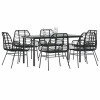 VidaXL Set de sufragerie de grădină 7 piese sticlă neagră polirattan 3334538