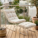 Set mobilier de gradina Malm&ouml; bej, 2 piese, cu fotoliu si taburet
