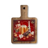 Platou servire Craciun lemn ceramica multicolora Delizia IR cm 12 x 18 H