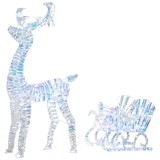 Outsunny Ren și sanie luminoase de Crăciun cu 170 LED-uri alb cald, decorațiune de Crăciun pentru interior și exterior, 60x29x115cm | Aosom Romania