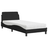 Cumpara ieftin Pat cu saltea, Dover, negru, 80x200 cm, textil