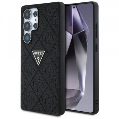 Husa pentru Samsung Galaxy S25 Ultra S938, Guess, Grained Hot Stamp 4G Triangle, Neagra foto