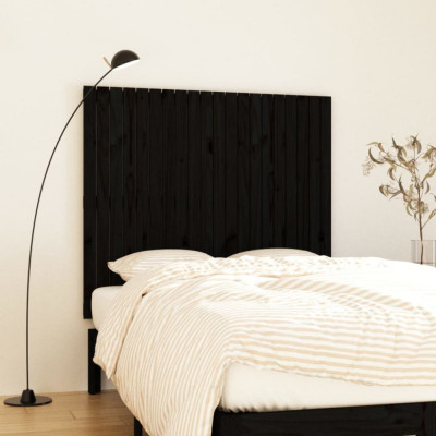 Tăblie de pat pentru perete negru 127,5x3x110 cm lemn masiv pin foto