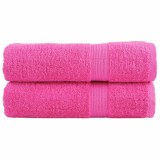 Set 2 Prosoape Maini Premium vidaXL SOLUND Roz 50x100cm, 100% Bumbac, 600gsm, Oeko-Tex Lavabile