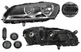 Far VW Passat (B7 (36)) 11.2010-02.2015 TYC 2012516052, partea Stanga tip bec H7+H7 foto