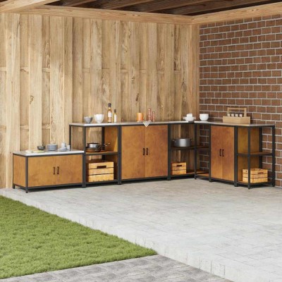 vidaXL Dulap de depozitare pentru bucătărie cu raft cu ușă Ruginit 875002 foto
