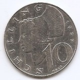Austria 10 Schilling 1957 - Argint 7.5g/640, 27 mm, KM-2882