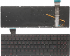 Tastatura laptop noua Asus G552V G552VW G552VX FZ50JX GL752VW Black Backlit With foil Without Frame Red Printing Win 8 US foto