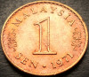 Moneda exotica 1 SEN - MALAEZIA, anul 1971 * cod 3755, Asia